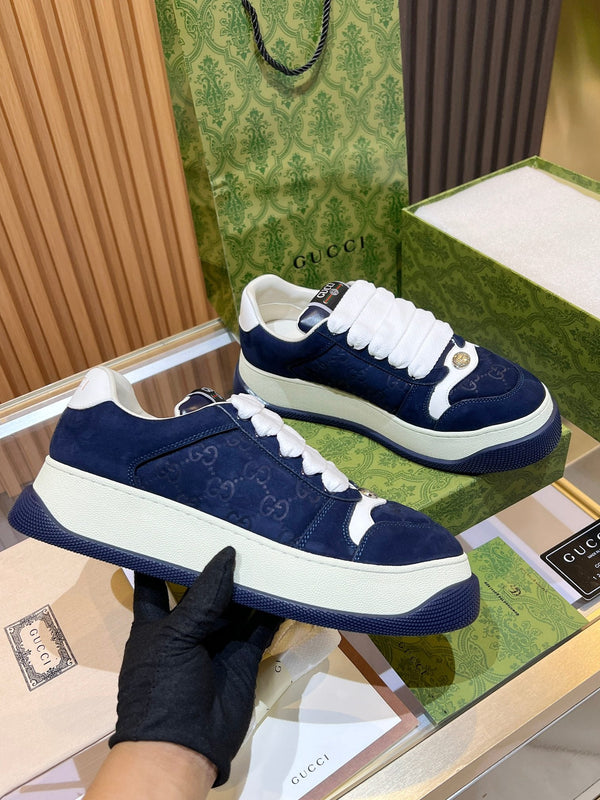 Sneaker GG Screener da uomo in tela di pecora blu 523610