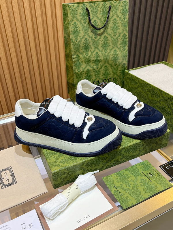 Sneaker GG Screener da uomo in tela di pecora blu 523610