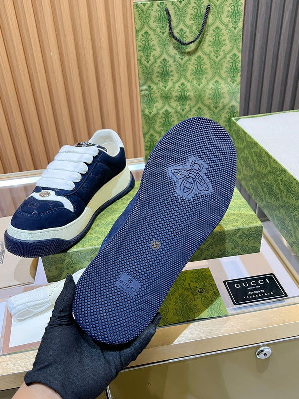 Sneaker GG Screener da uomo in tela di pecora blu 523610