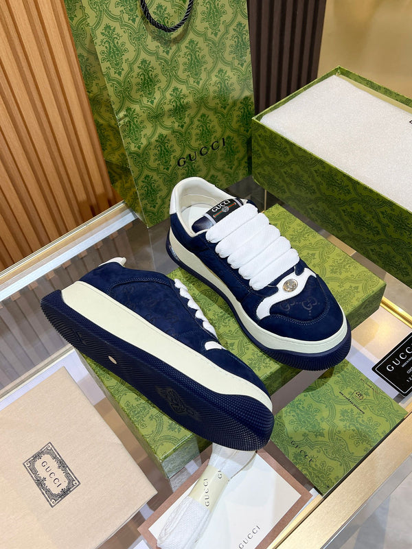 Sneaker GG Screener da uomo in tela di pecora blu 523610