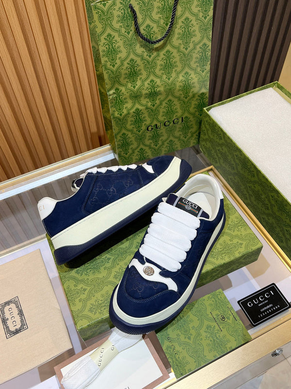 Sneaker GG Screener da uomo in tela di pecora blu 523610