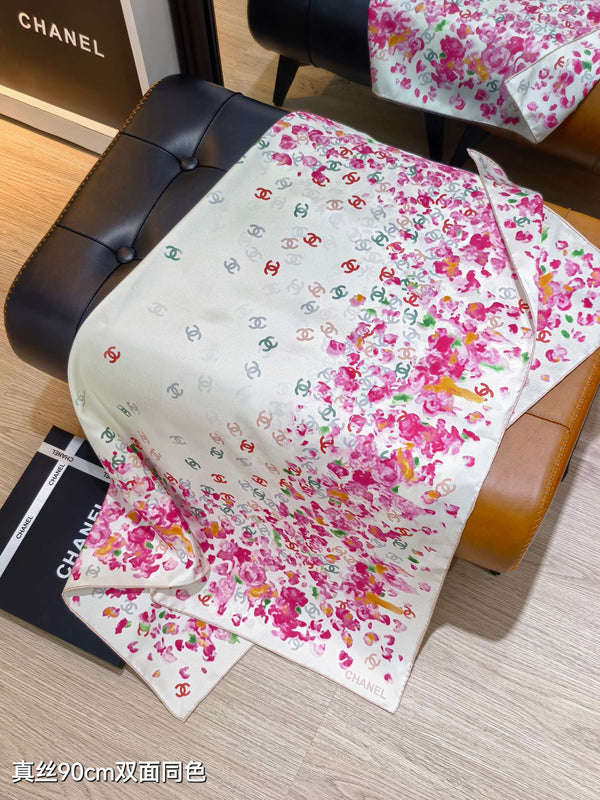 CC 25 Écharpe 90CM En Cachemire Blanc Rose Coloré 293050