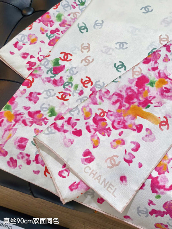 CC 25 Écharpe 90CM En Cachemire Blanc Rose Coloré 293050