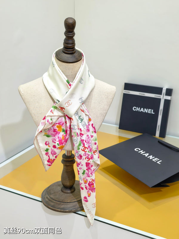 CC 25 Écharpe 90CM En Cachemire Blanc Rose Coloré 293050