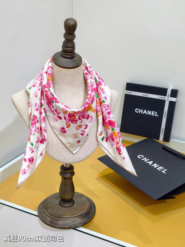 CC 25 Écharpe 90CM En Cachemire Blanc Rose Coloré 293050