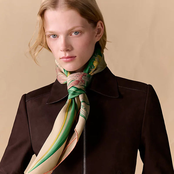 HM Eternal Bouquet 90 CM Beige Colorful Cashmere and Silk 293073