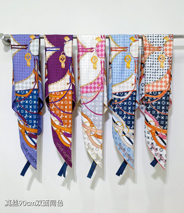 LV Scarf 90cm Blue Lavender Twill Silk Wool 136596