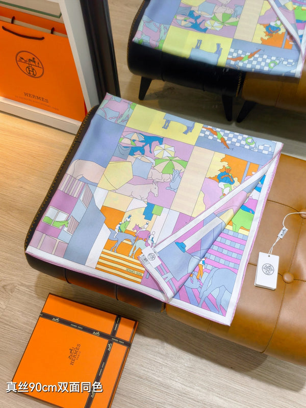 HM 26s Mon Cheval et Moi 90x90cm Scarf Twill Silk 402757