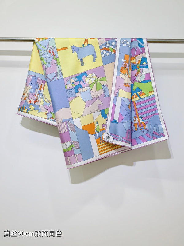 HM 26s Mon Cheval et Moi 90x90cm Scarf Twill Silk 402757