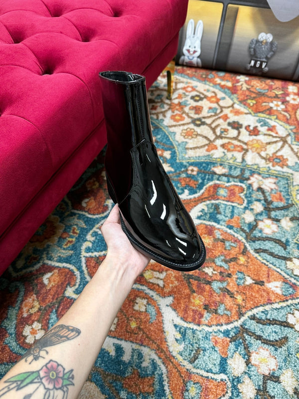 SL YVES NEW BOOTS BLACK POLISHED CALFSKIN