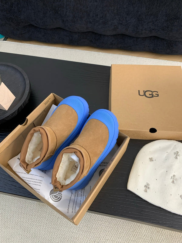 UGG Ultra Mini Ankle Boots Maroon Blue Suede Rubber 512900