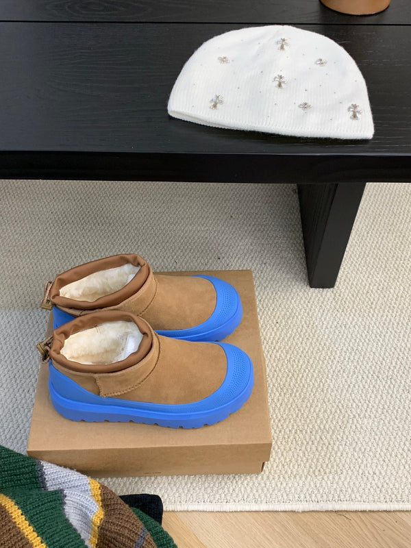 UGG Ultra Mini Ankle Boots Maroon Blue Suede Rubber 512900