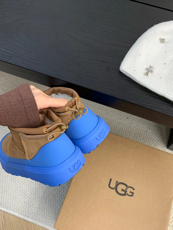 UGG Ultra Mini Ankle Boots Maroon Blue Suede Rubber 512900