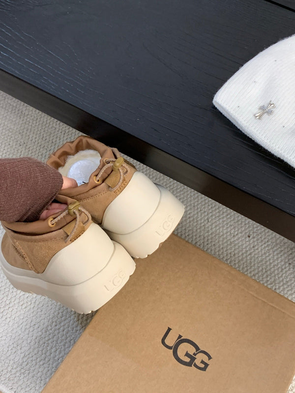 UGG Ultra Mini Ankle Boots Brown Cream Suede Rubber 512897