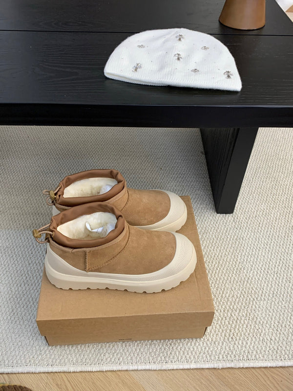 UGG Ultra Mini Ankle Boots Brown Cream Suede Rubber 512897