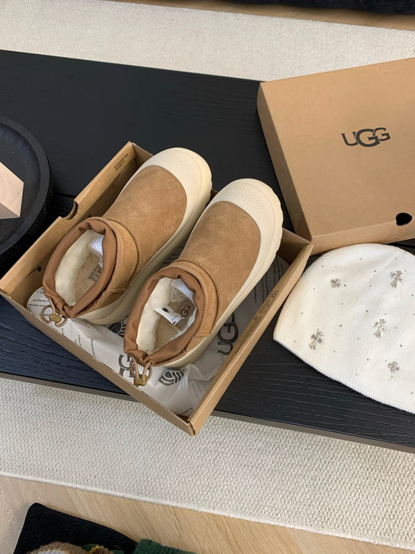 UGG Ultra Mini Ankle Boots Brown Cream Suede Rubber 512897