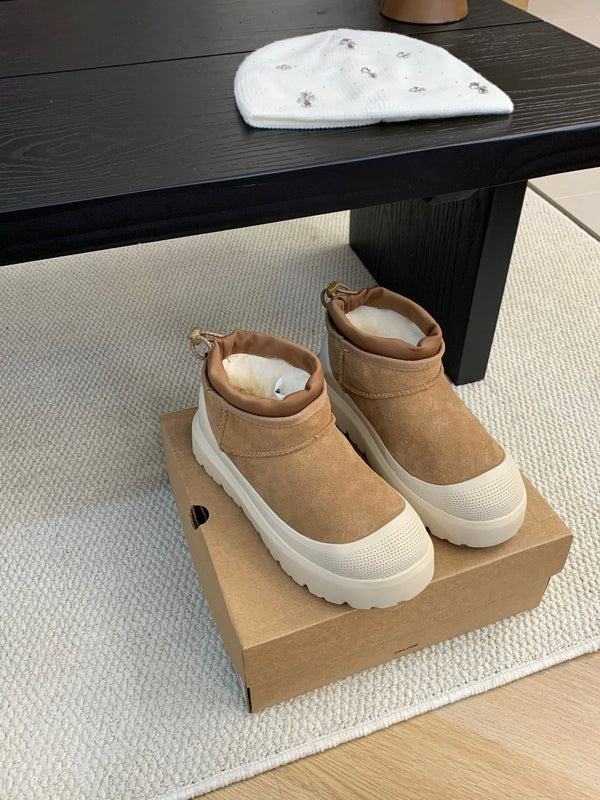 UGG Ultra Mini Ankle Boots Brown Cream Suede Rubber 512897