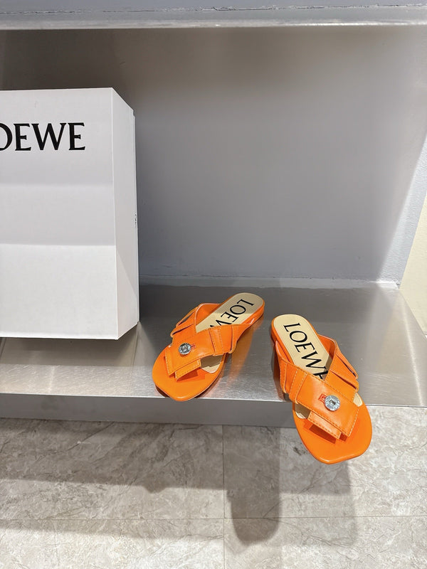 Loewe 25 Toy Panta Toe Thong Orange Sheepskin 317258