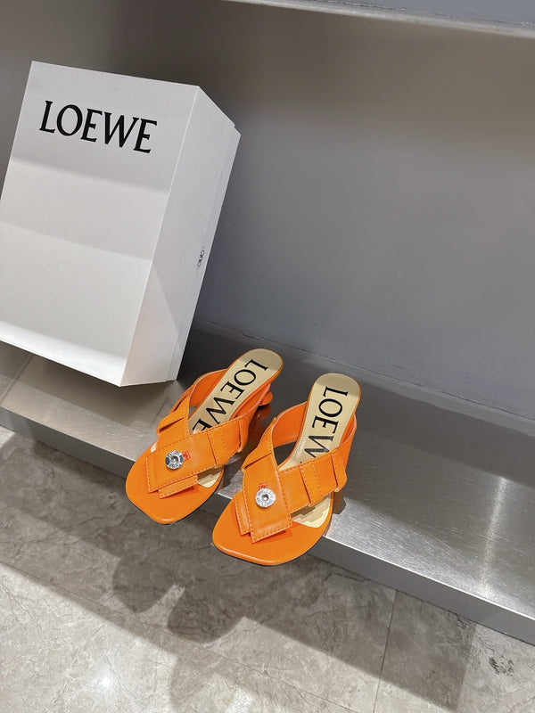 Loewe 25 Toy Panta Toe Thong 5cm Orange Sheepskin