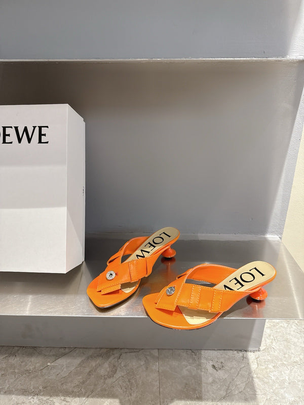 Loewe 25 Toy Panta Toe Thong 5cm Orange Sheepskin
