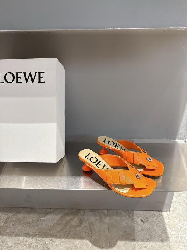 Loewe 25 Toy Panta Toe Thong 5cm Orange Sheepskin
