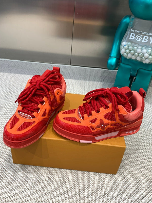 LV Skate Sneaker Red Mix Orange Cowhide