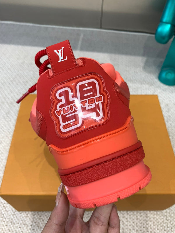 LV Skate Sneaker Red Mix Orange Cowhide