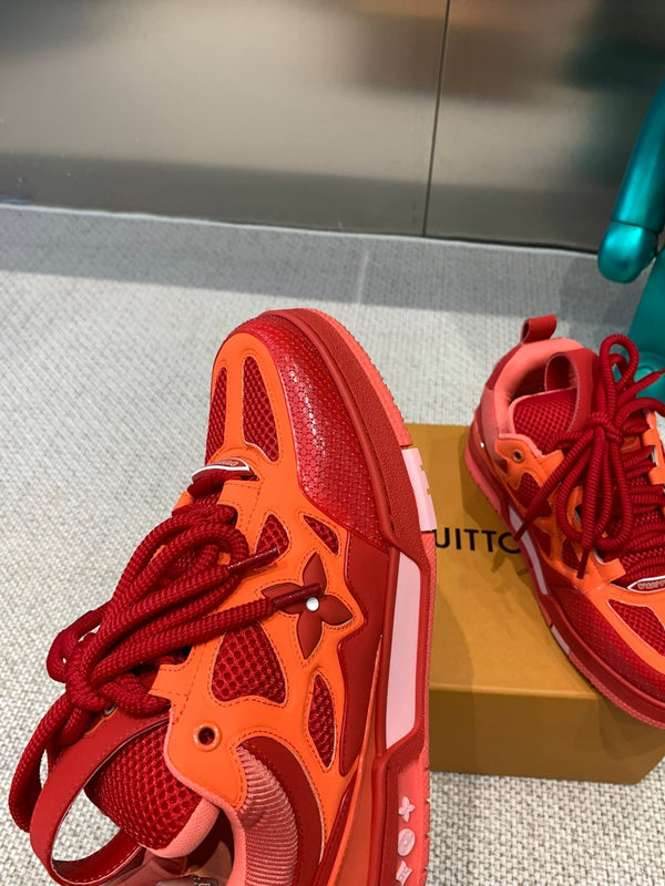 LV Skate Sneaker Red Mix Orange Cowhide