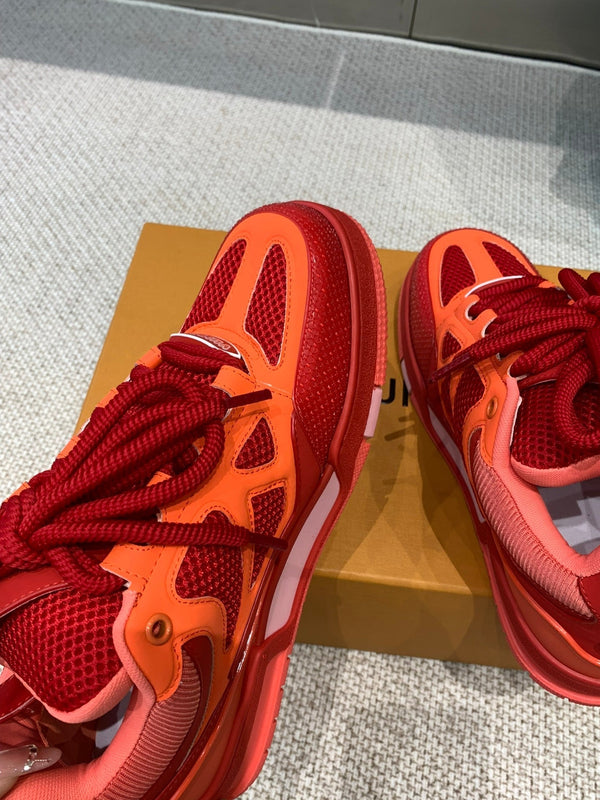 LV Skate Sneaker Red Mix Orange Cowhide