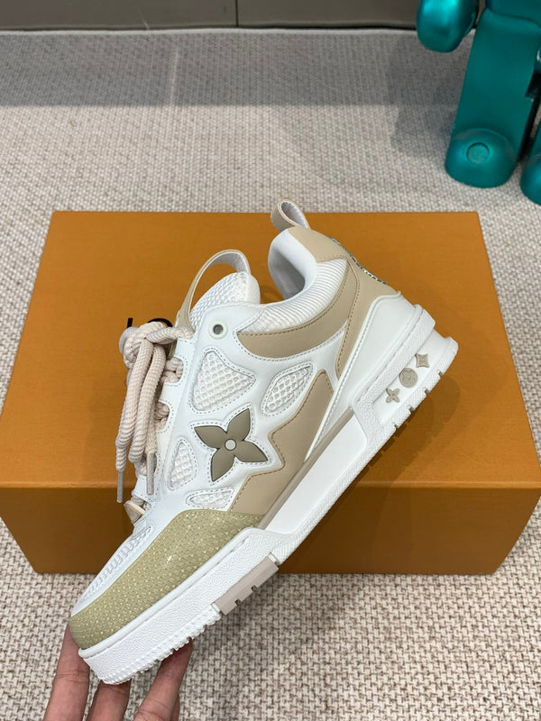 LV Skate Sneaker White Mix Beige Mesh Fabric