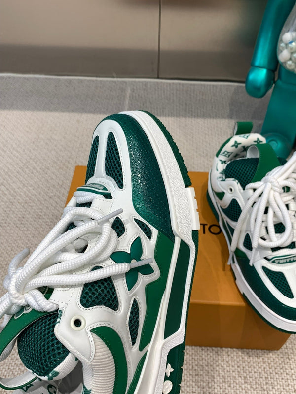 LV Skate Sneaker White Mix Green Cowhide