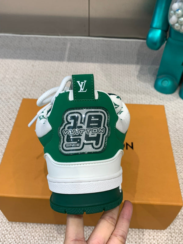 LV Skate Sneaker White Mix Green Cowhide