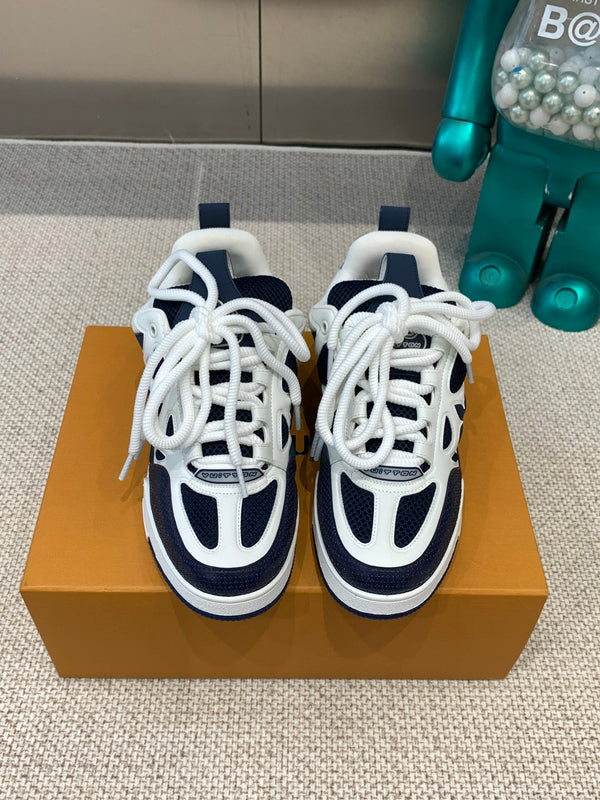 LV Skate Sneaker White Mix Blue Charcoal Cowhide