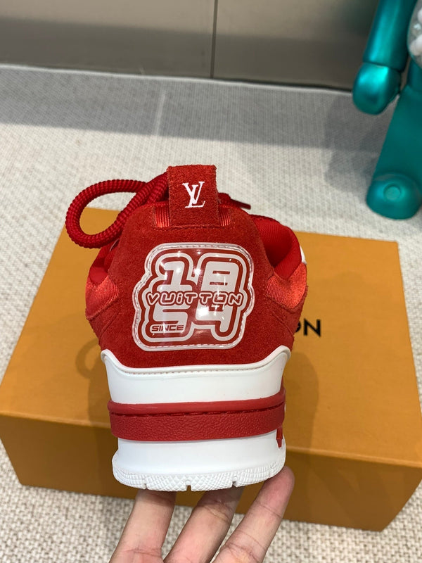 LV Skate Sneaker White Mix Red Cowhide