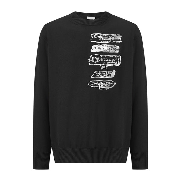 CD Embroidered Logo Sweater Black Wool Cotton
