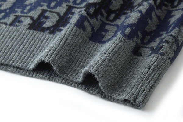 Dior 2025 Jacquard Sweater Blue Gray Wool