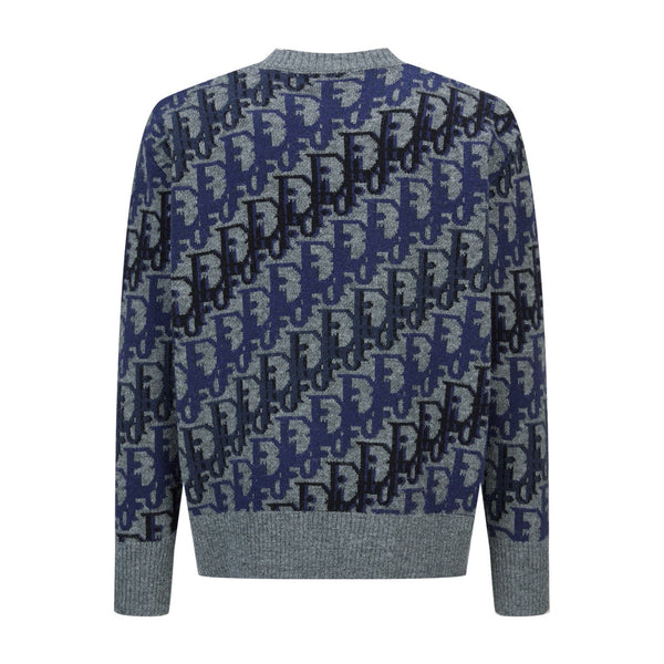 Dior 2025 Jacquard Sweater Blue Gray Wool