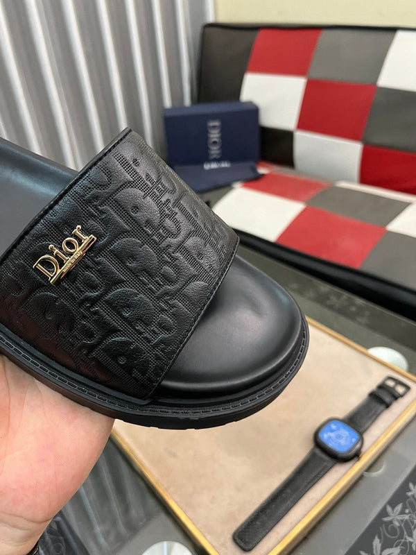 CD AQUA SLIDE SANDAL BLACK MONOGRAM CALFSKIN