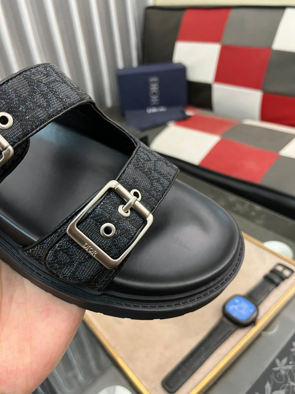 CD AQUA BUCKLE SANDAL BLACK JACQUARD