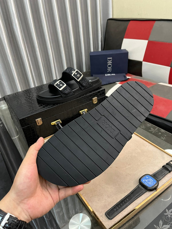 CD AQUA BUCKLE SANDAL BLACK JACQUARD