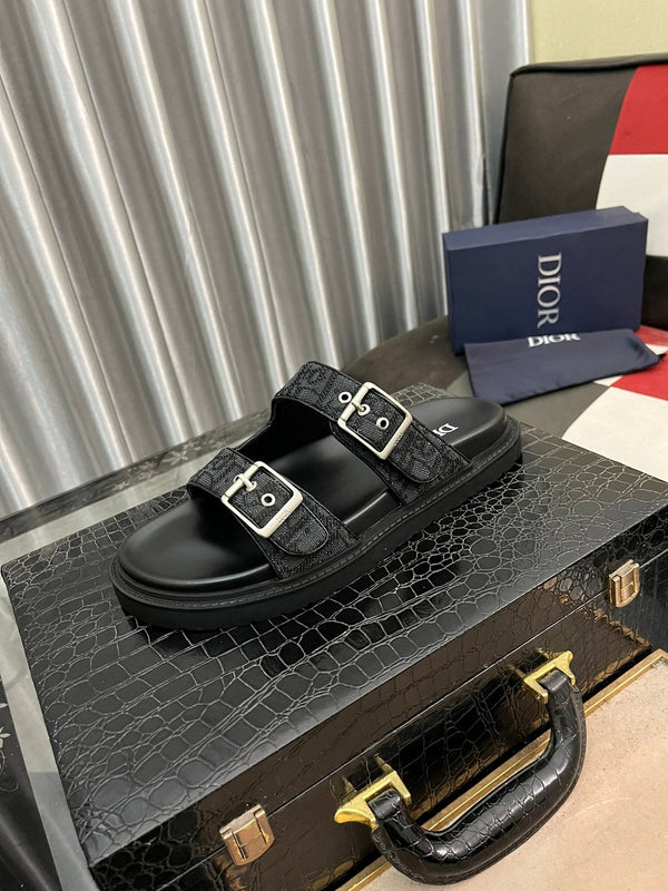 CD AQUA BUCKLE SANDAL BLACK JACQUARD