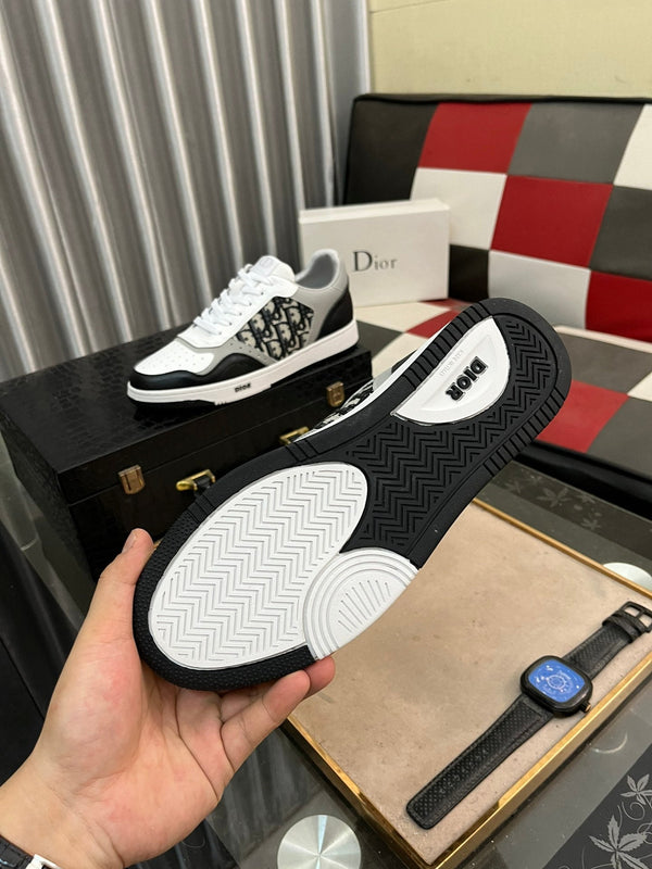 CD B27 LOW-TOP SNEAKER BLACK-WHITE-GRAY CALFSKIN