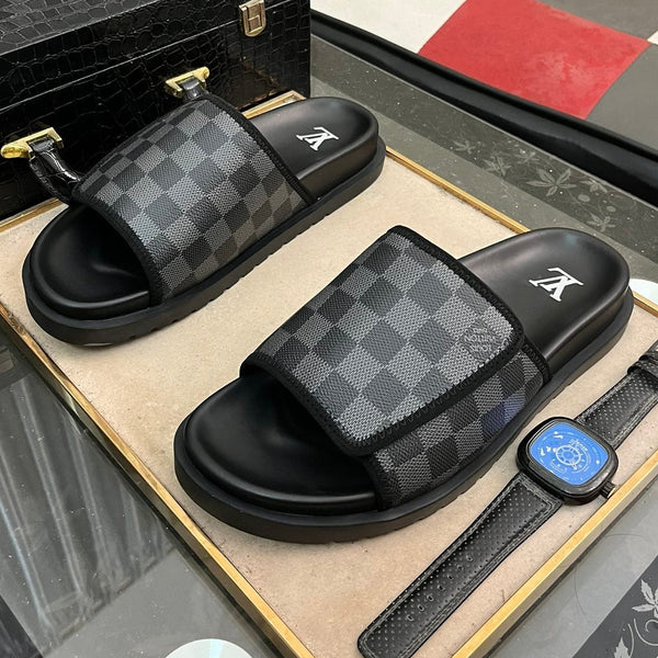 MIAMI MULE IN BLACK DAMIER JACQUARD