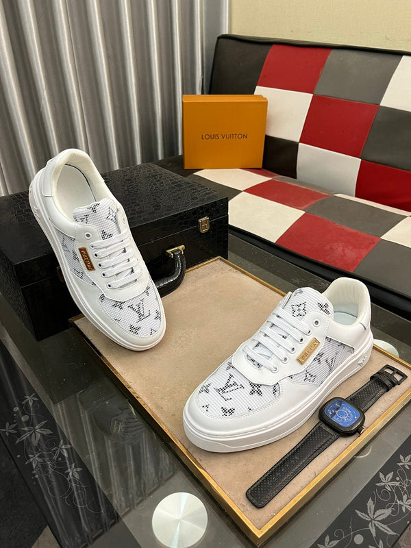 LV CLASSIC TRAINERS WHITE MESH AND CALFSKIN