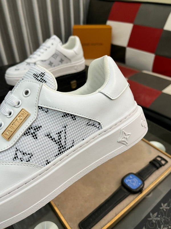 LV CLASSIC TRAINERS WHITE MESH AND CALFSKIN