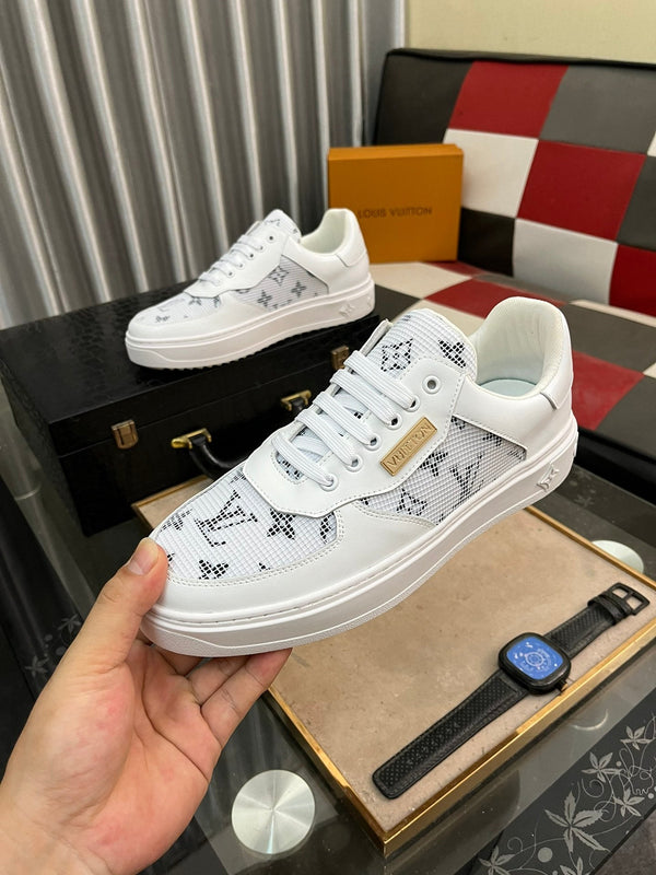 LV CLASSIC TRAINERS WHITE MESH AND CALFSKIN