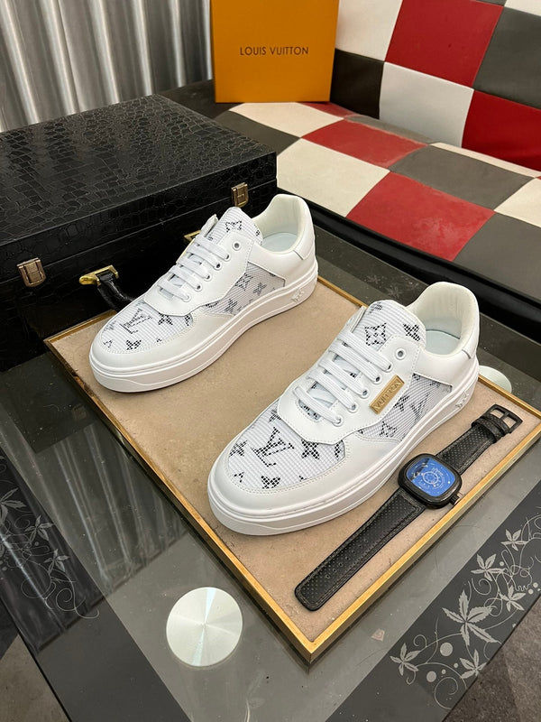 LV CLASSIC TRAINERS WHITE MESH AND CALFSKIN