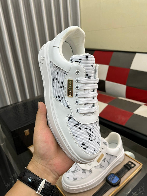 LV CLASSIC TRAINERS WHITE MESH AND CALFSKIN