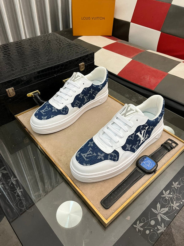 LV CLASSIC TRAINERS NAVY BLUE DENIM MIX WHITE CALFSKIN