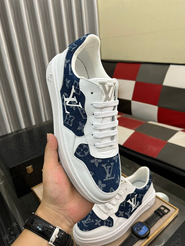 LV CLASSIC TRAINERS NAVY BLUE DENIM MIX WHITE CALFSKIN